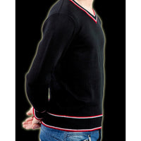PULL EN MAILLE JERSEY NOIR/ROUGE