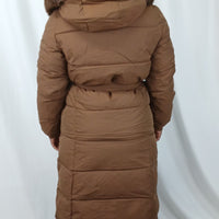 DOUDOUNE LONGUE MARRON CAPUCHE FOURRURE