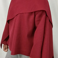 MANTEAU COURT BORDEAU AVEC ECHARPE