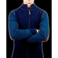 GILET BLEU EN MAILLE JERSEY JUSTING