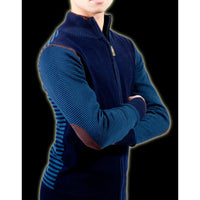 GILET BLEU EN MAILLE JERSEY JUSTING
