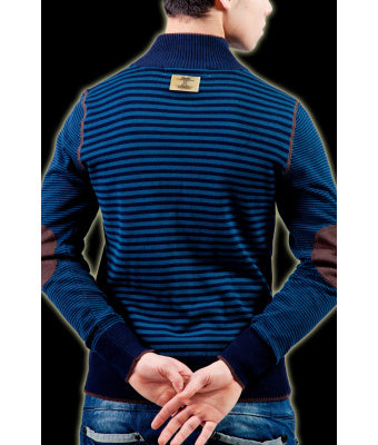 GILET BLEU EN MAILLE JERSEY JUSTING