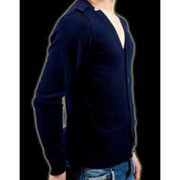 GILET BOUTONNE EN MAILLE BLEU