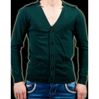 GILET BOUTONNE EN MAILLE VERT