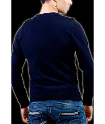 GILET BOUTONNE EN MAILLE BLEU