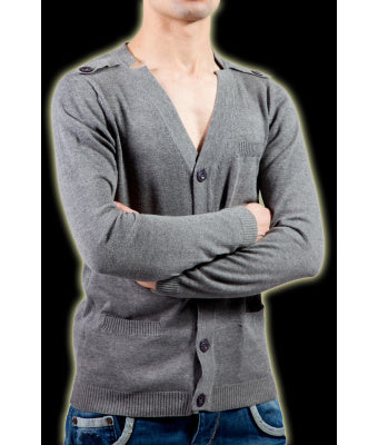 GILET BOUTONNE EN MAILLE GRIS