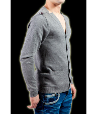 GILET BOUTONNE EN MAILLE GRIS