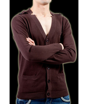 GILET BOUTONNE EN MAILLE MARRON
