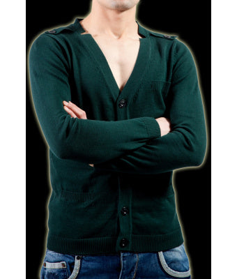 GILET BOUTONNE EN MAILLE VERT